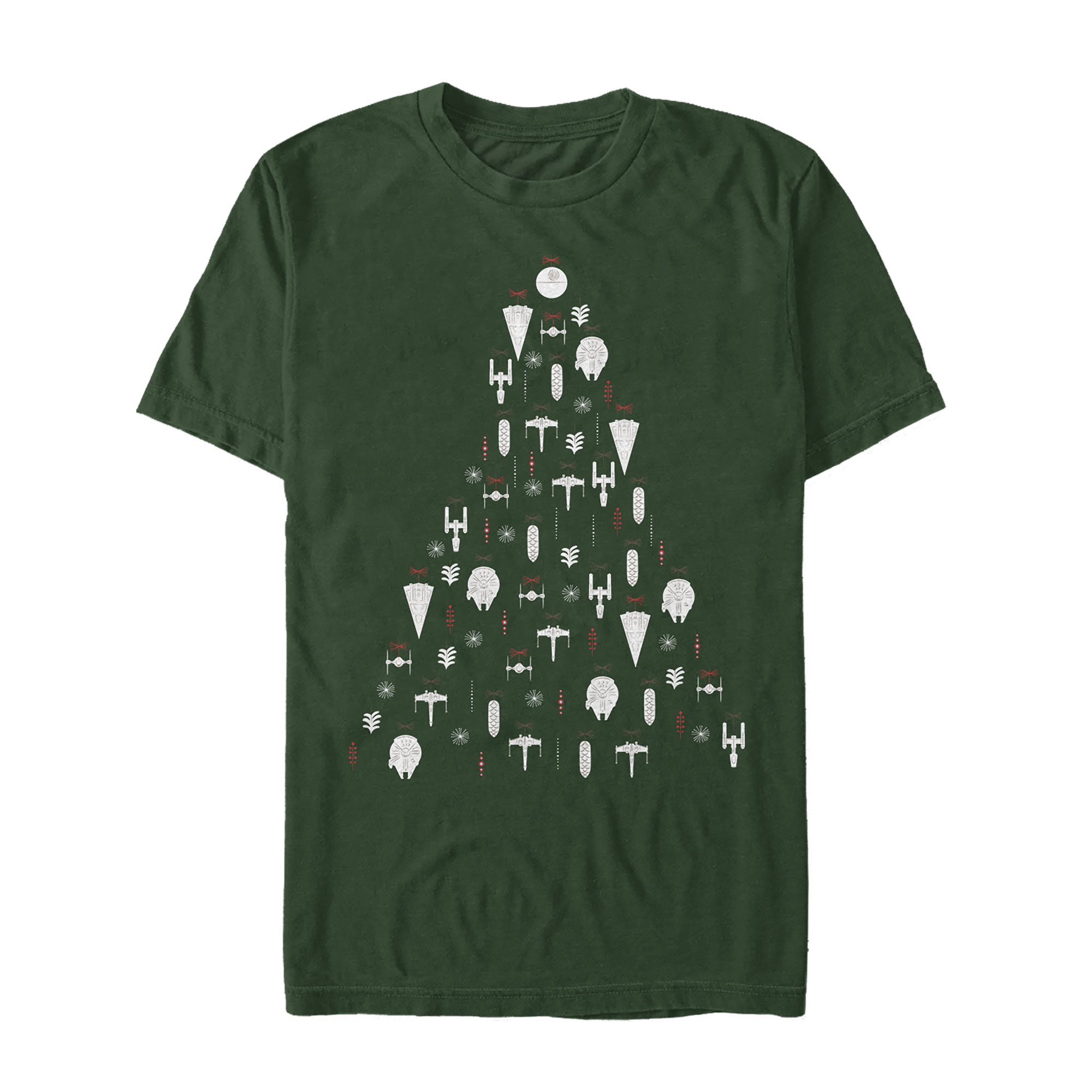Men's Star Wars Christmas Galactic Ornaments Graphic Tee Dark Green 3X Large